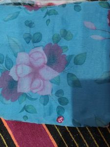 Organza Flower Bule Kurti