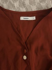 Rust Button-Down Formal Top