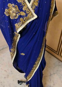 Elegant Blue daimond work Saree 🔥