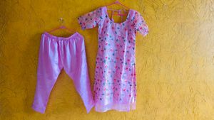 Pink Floral Kurta Set