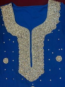 Stone Work Blue Kurta Set