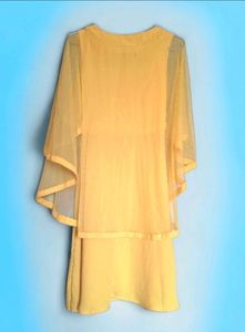 Cap Sleeves Aline Yellow Colour Dress