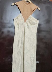 Cream Color Floral Print Dress For 32 Bust