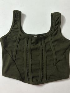 Olive Green Corset Tank Top
