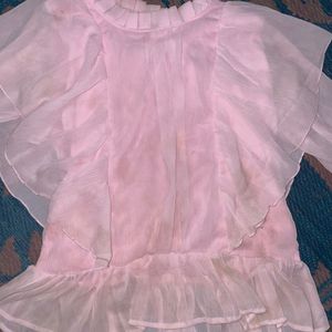 Pink Ruffle Chiffon Top