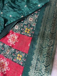 Elegant Green &amp; Red Saree