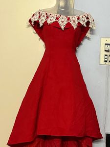 Pintrest Princess Having Cancan Red High-Low Dress