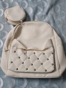 New Stylish Cream Bag with Pouch