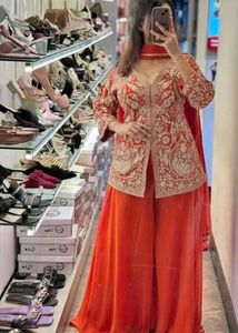 Orange Embroidered Kurta Set