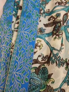 Floral Pattern seagreen georgette saree