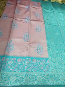 Elegant Pink N Blue  Ethnic Saree