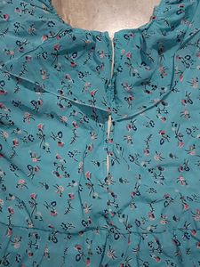 Blue Floral Tiered Dress