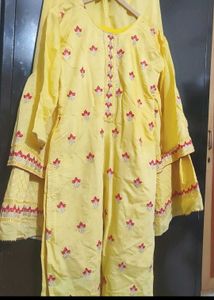 Yellow Sharara Suit With Dupatta For 36 Bust