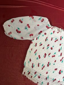 Cherry Print Crop Top