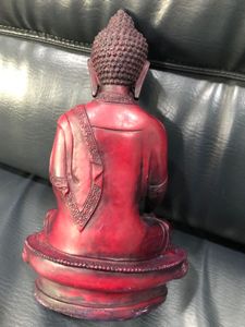 Buddha Statue Hand Carved In Maroon Resin