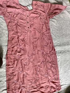 Rose Dress with Floral Embroidery