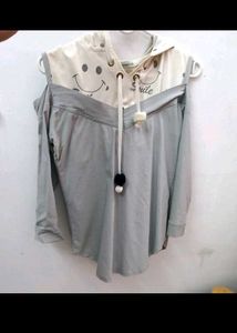 Cute Smile Print Hoodie Top