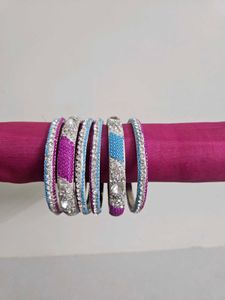 Metal Crystal Bangle Set - Pair Of 2