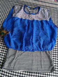 Gym WearBlue Lace Trim Tank Top