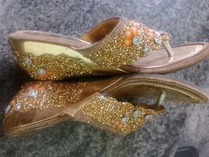 Beautiful Party Wear Golden  Colour Heel