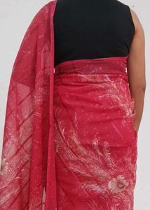 Dark Pink Floral Saree