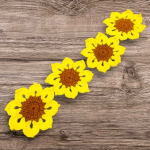 Crochet Sunflower Coaster With Basket.