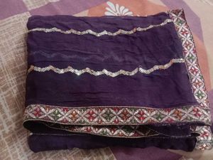 Beautiful Purple Dupatta with Border