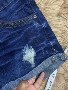 Distressed Denim Star Shorts