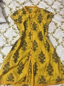 Yellow Floral Print Kurta
