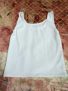 Basic White Ribbed Tank Top | Stretchable