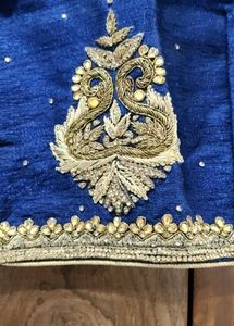 Navy Blue Festive Work Blouse