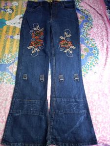 Beautiful Embroidered Flare Jeans Size 32 Fix Pric