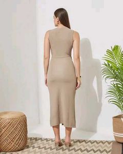 Sleeveless Front Cut-Out Textured Dress