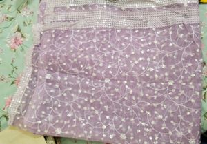Lilac Floral Embroidered Fabric