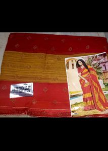 Elegant Red &amp; Gold Saree