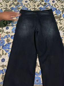 Black blue combination Wide Leg Denim Jeans