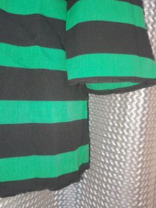 Round Neck black N Green Stripes Top, Sale 85