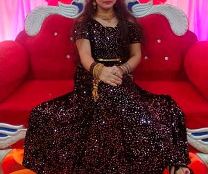VELVET SILK WITH FULL SEQUENCE EMBROICERY GOWN