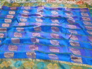 Blue And Green Silk. Saree