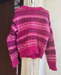 Pink Patterned Pullover Sweater