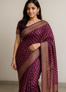 Fresh Beautiful Purple Coloured Banarasi Silk Sare