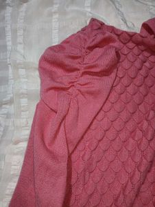 Pink Puff Sleeve Cardigan - Winter Wear