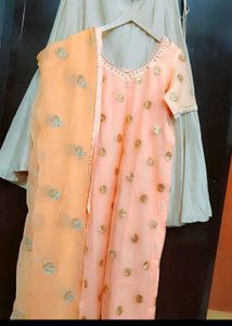 Light Orange Kurta Golden Skirt & Dupatta 40 Bust
