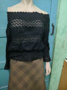 Off Shoulder See Through Top