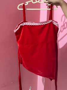 Red Velvet Lace Trim Cami