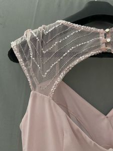 Pastel Pink Net Evening Gown