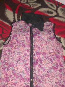 Pink Black Floral Shirt