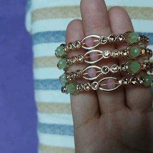 Beaded Rhinestone Bangle Bracelets