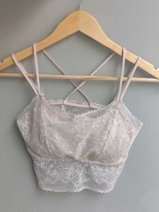 Pink Lace Bralette With Padding