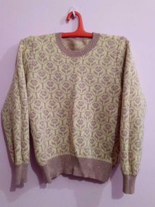 Yellow and Lavender. Knitted Sweater